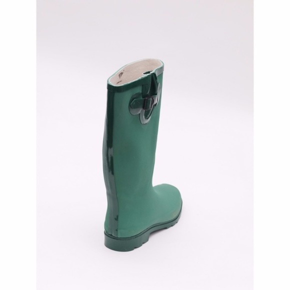 Women Rubber Rain Boots 14" Tall Green Matte Rainboots, NEW - Picture 2 of 3